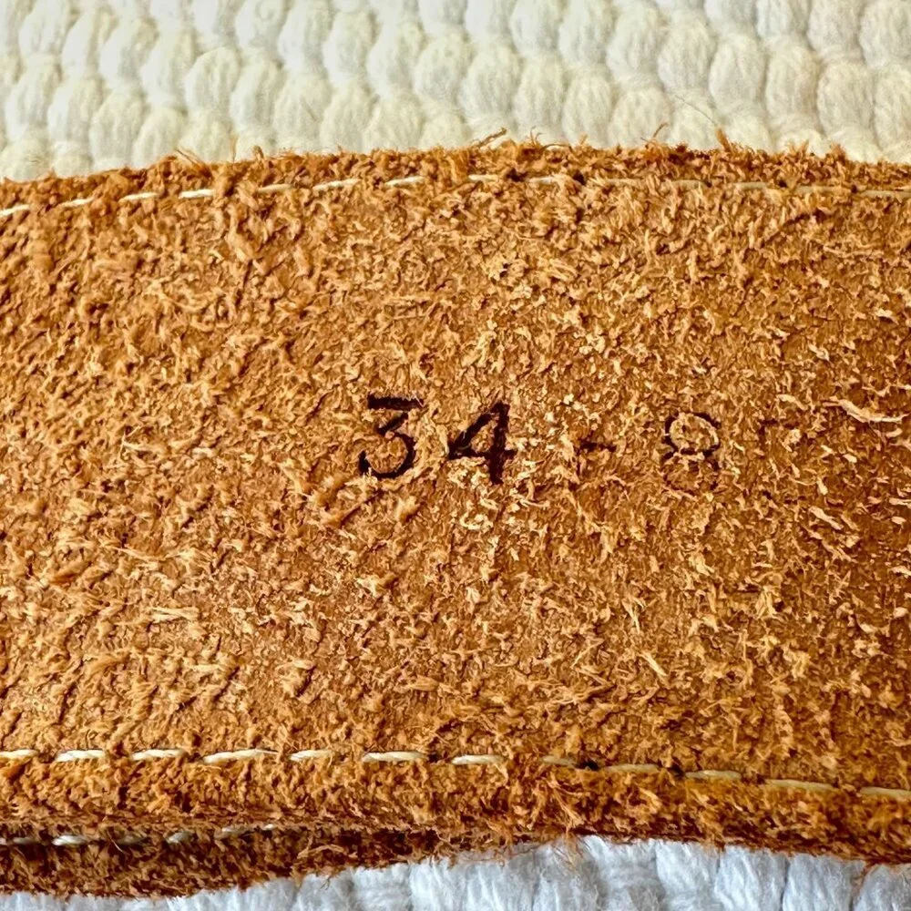John Henry Woman’s Natural Harness‎ Leather Belt Aligator Embossed Print Size 34